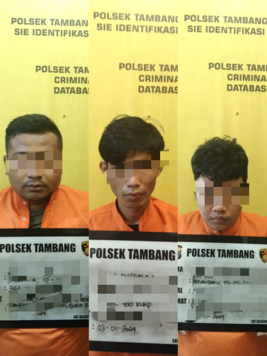 Team Sanak Rimbo Polsek Tambang Berhasik Ringkus 3 Pelaku Curanmor dan Spesialis Bongkar Rumah